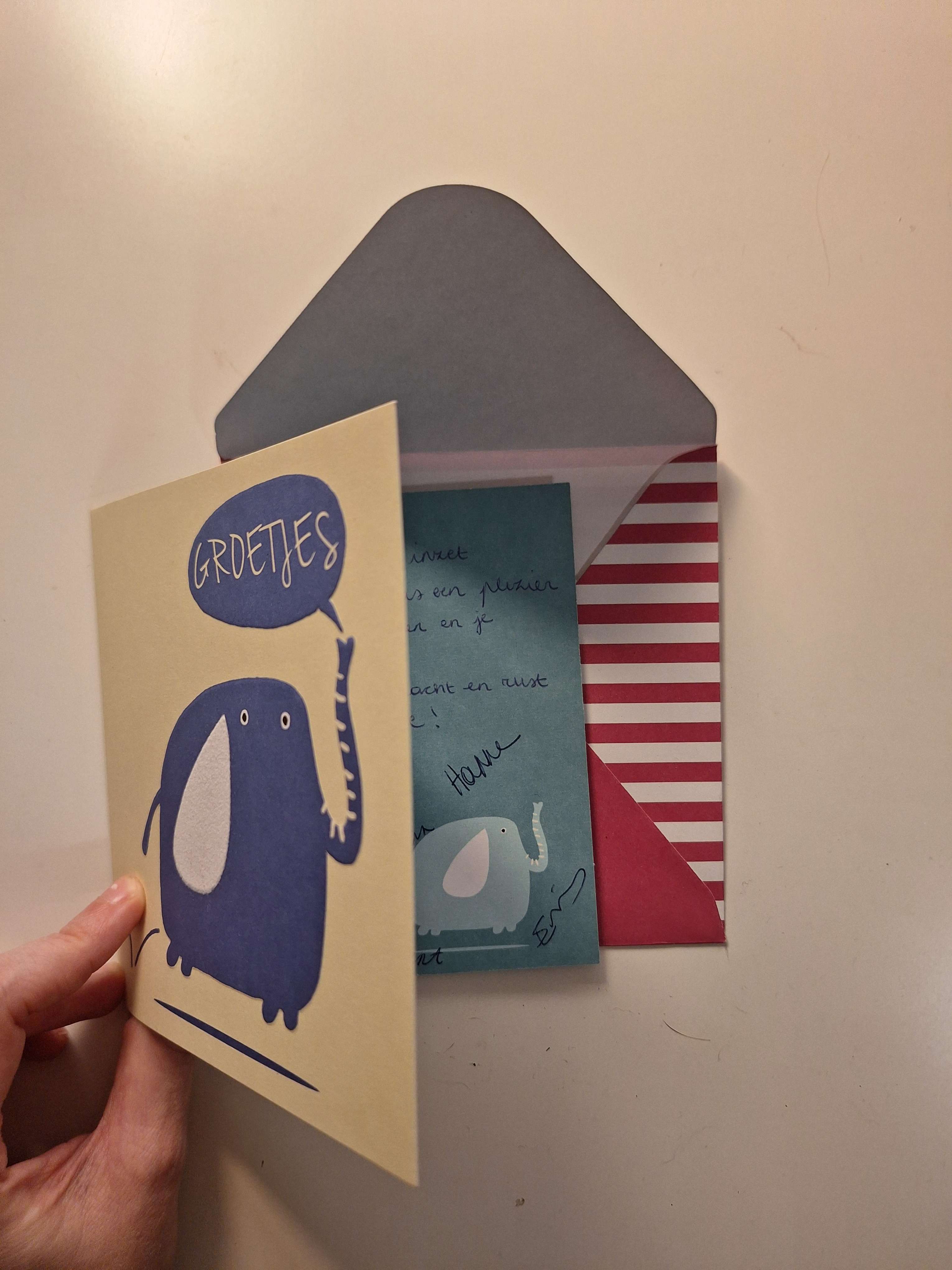 Foto afscheidskaartje van het team